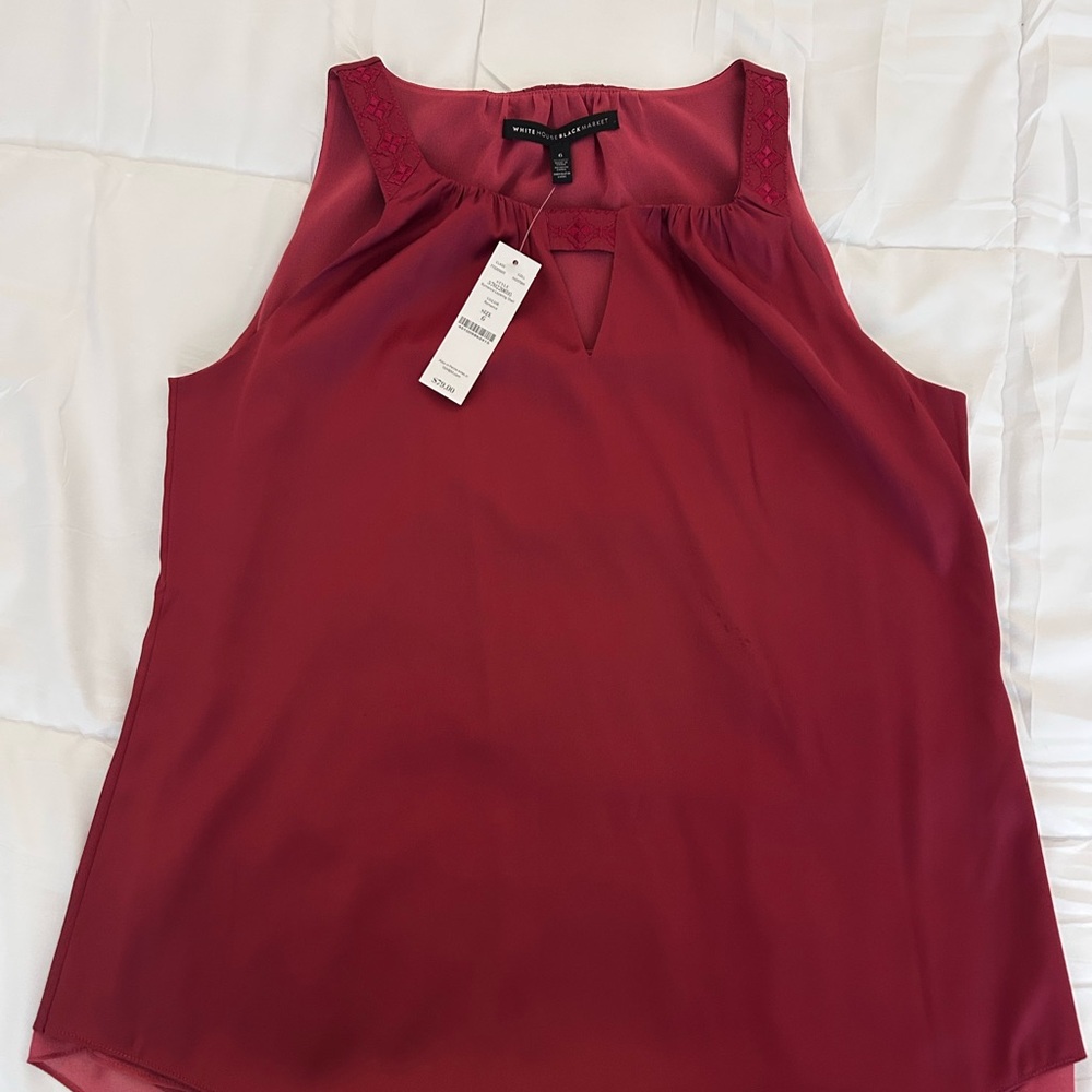 NWT White House Black Market Red Sleeveless Blouse
